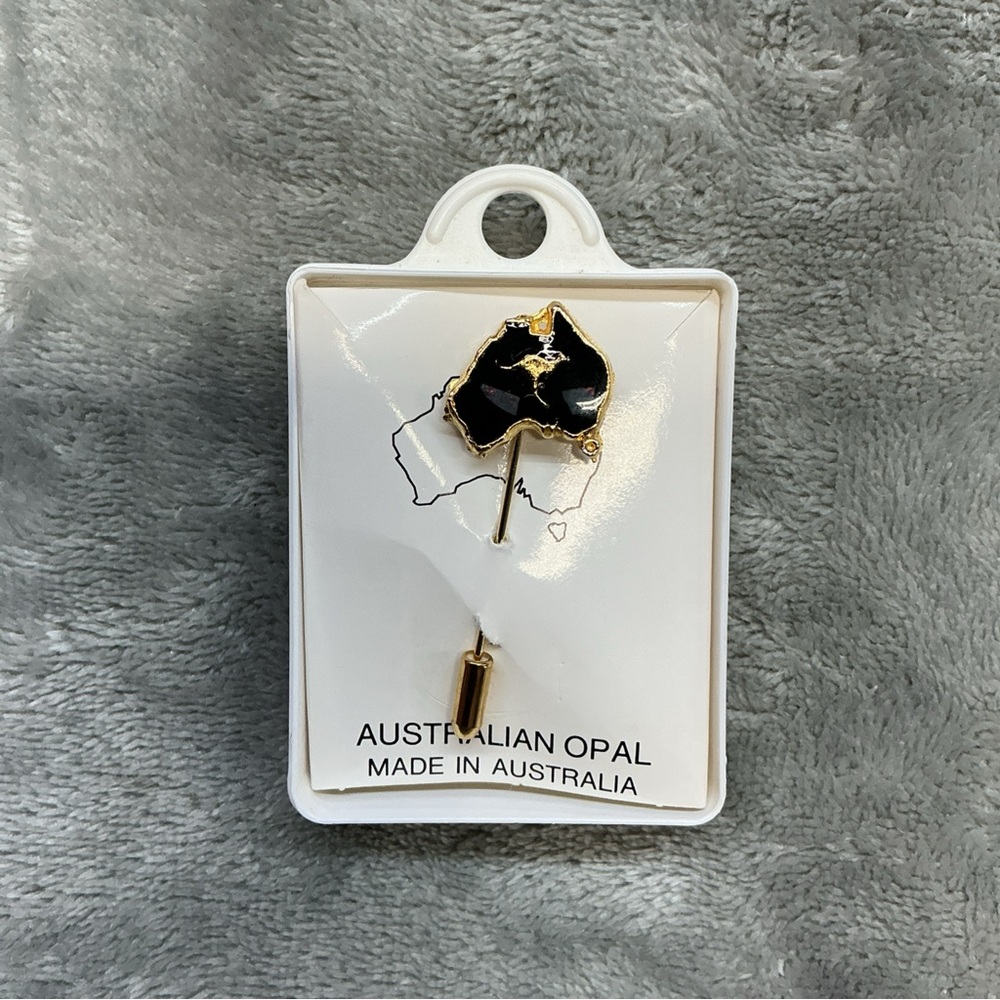 Australian Opal Black and Gold Pin